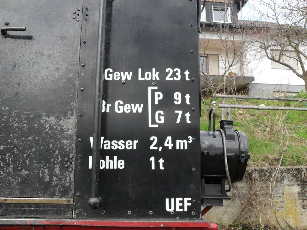 Daten der 99 7203,die im April auf der Brohltalbahn dampfte.