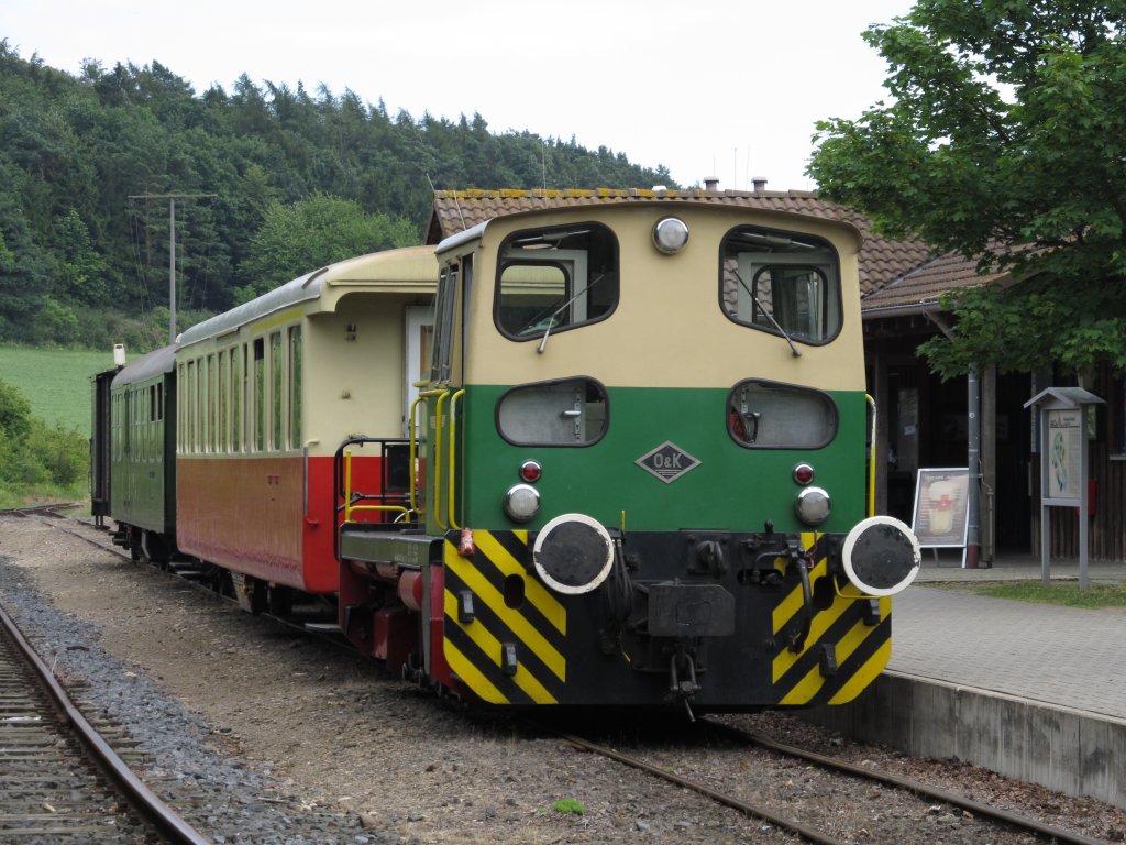Diesellok D2 am 3.7.2011 in Engeln. Brohltalbahn.