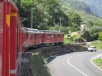 lokomotiven/108361/abe-43-und-41-am-200710 ABe 43 und 41 am 20.07.10. kurz nach dem Bahnhof Tirano mit Fahrtziel Pontresina.
